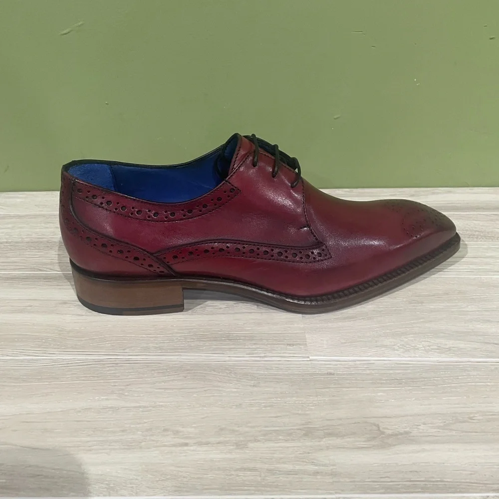 Emilio Franco Stylish Red Leather calf Dress Shoes oxford point toe - Picture 2 of 5